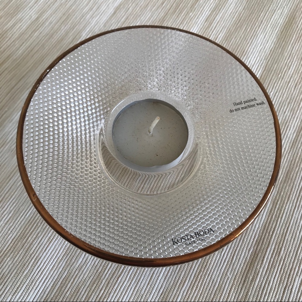 Kosta Boda Hand Painted Glass Candle Holder